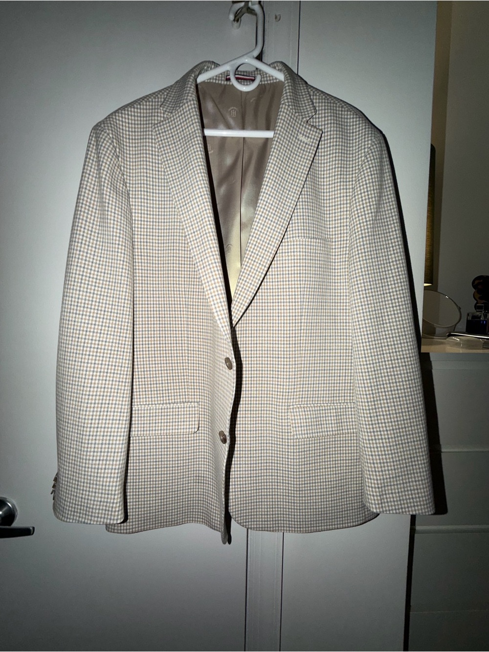 Tommy Hilfiger Cream and Beige Checked Sport Coat